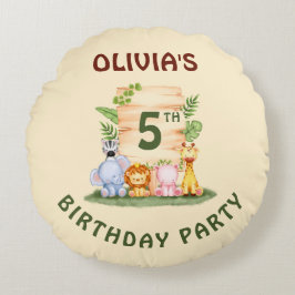 サバンナキリン獅子ヒッポゼブラゾウ ラウンドクッション