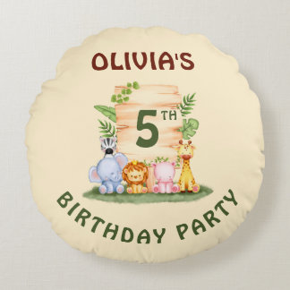 サバンナキリン獅子ヒッポゼブラゾウ ラウンドクッション