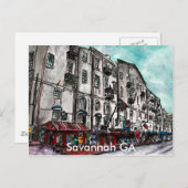 サバンナグルジアリバー通りアートスケッチ ポストカード (正面/裏面)