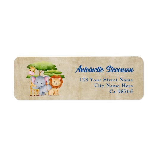 サバンナサファリの赤ちゃん動物 ラベル (正面)