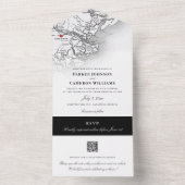 サバンナジョージアの地図エレガント白黒結婚ズ オールインワン招待状 (内側)