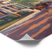 サバンナジョージアホースキャリッジイラストレーションレトロ ポスター (角)