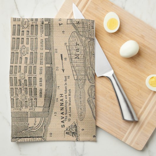 サバンナジョージア(1818年)のヴィンテージの地図 キッチンタオル (四つ折り)