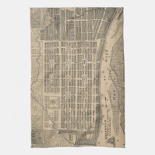 サバンナジョージア(1818年)のヴィンテージの地図 キッチンタオル (縦)