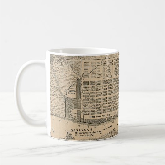 サバンナジョージア(1818年)のヴィンテージの地図 コーヒーマグカップ (左)