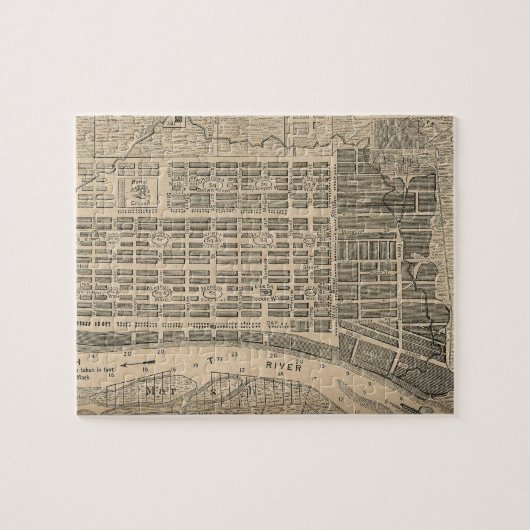 サバンナジョージア(1818年)のヴィンテージの地図 ジグソーパズル (横)