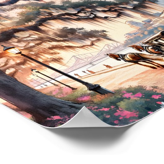 サバンナジョージアUSAトラベルプレースウォーター色 ポスター (角)