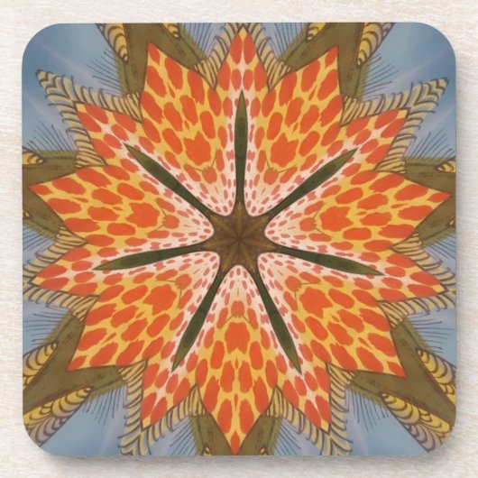 サバンナスター開花 – アはっきりしたアフリカアニマルプリント コースター (正面)