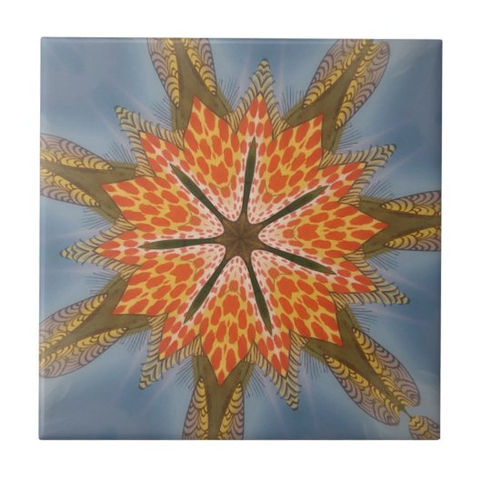 サバンナスター開花 – アはっきりしたアフリカアニマルプリント タイル (正面)