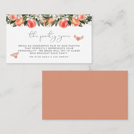サバンナピーチバチェロレッテパンティゲームチケット プレイスカード (正面/裏面)
