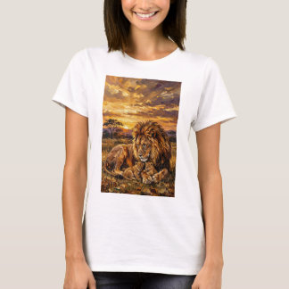 サバンナファミリーライオンアートTシャツ ユニセックス Tシャツ