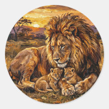 サバンナファミリーライオン ステッカー | Arte a Oil Wildlife