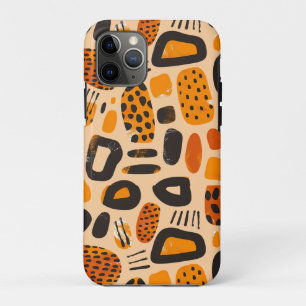 サバンナポップ:オレンジ&ブラックのトライバルバイブス iPhone 11 PROケース