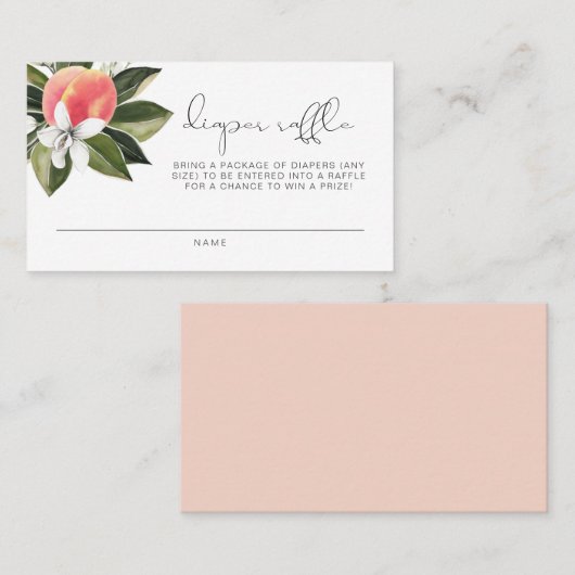 サバンナリトルピーチベビーシャワーおむつラッフル プレイスカード (正面/裏面)