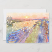 サバンナリバーサンセットウォーターカラーブライダルシャワー 招待状 (裏面)