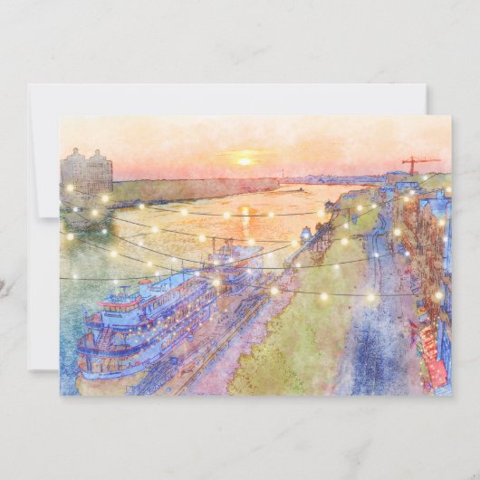 サバンナリバーサンセットウォーターカラーブライダルシャワー 招待状 (裏面)