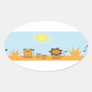 サバンナ動物 楕円形シール