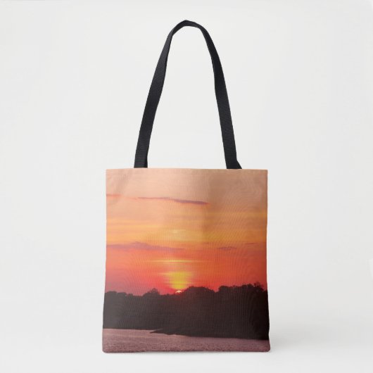 サバンナ川の夕日のバッグ トートバッグ (正面)