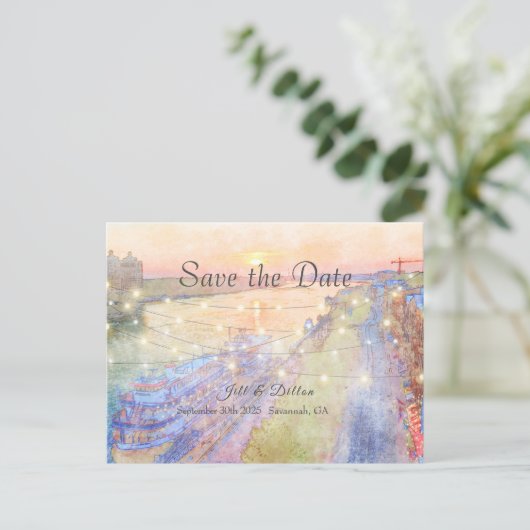 サバンナ川サンセットウォーターカラー結婚ズ 案内ポストカード (スタンド正面)