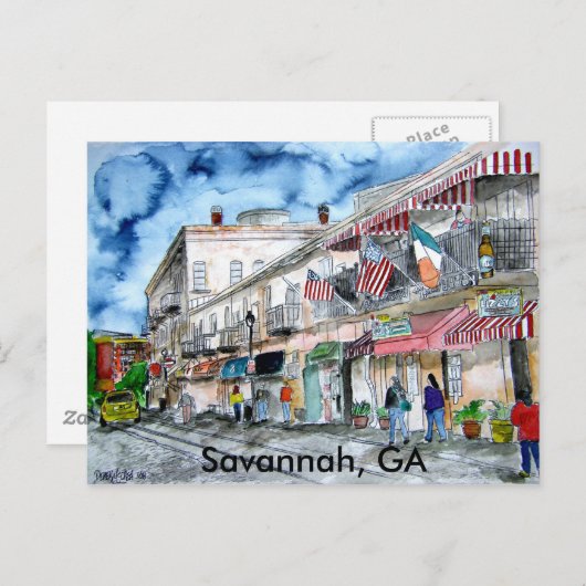 サバンナ川通り絵画のポストカードGA ポストカード (正面/裏面)