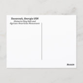 サバンナ市庁舎とアフリカ系アメリカ人の記念碑 ポストカード (裏面)
