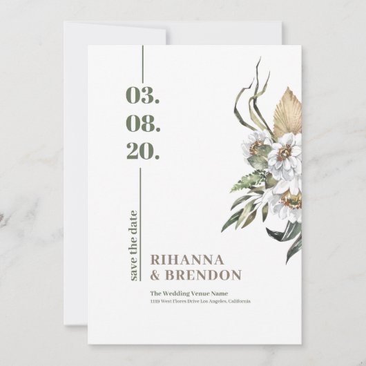 サバンナ水彩花束 招待状 (正面)