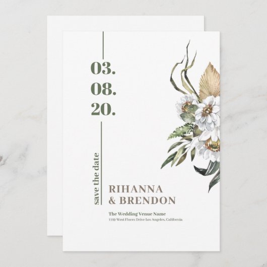 サバンナ水彩花束 招待状 (正面/裏面)