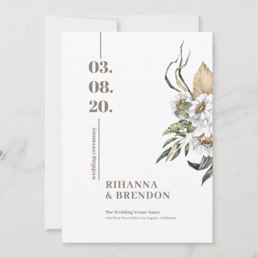 サバンナ水彩花束 招待状 (正面)
