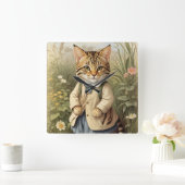 サバンナ猫 スクエア壁時計 (ホーム)