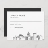 サバンナ結婚ス |スタイル化されたスカイラインRSVP 出欠カード (正面/裏面)