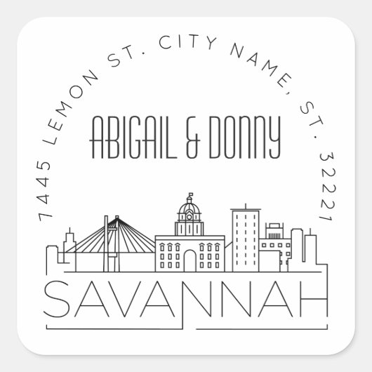 サバンナ結婚ス |事前にアドレス指定された封筒用シール スクエアシール (正面)