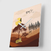 サバンナ自然ランドスケープサンセットアート スクエア壁時計 (傾斜)