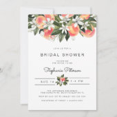 サバンナ-ウォーターカラーピーチフローラブライダルシャワー 招待状 (正面)