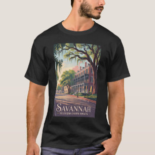 サバンナ ジョージア州 イラスト 旅行 アート ヴィンテージ Tシャツ