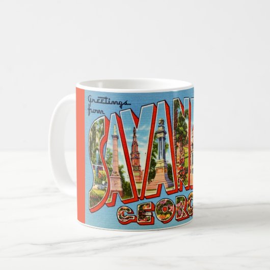 サバンナ ジョージア州 レトロ ポストカード コーヒーマグカップ (正面左)