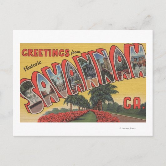 サバンナ, ジョージア州 (歴史的) - 大きな文字 ポストカード (正面)