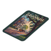 サバンナ・ジョージア 馬車 イラスト レトロ マグネット (左側)