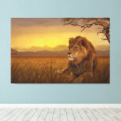 サバンナ・ライオン キャンバスプリント (インサイチュ (ウッドフロア))