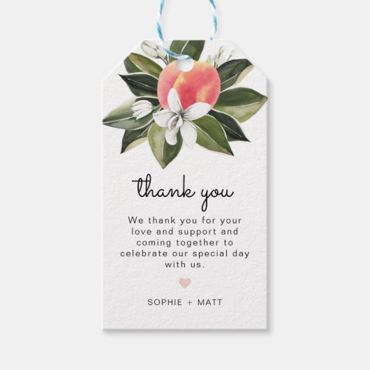 サバンナ – 水彩ピーチホワイトフローラギフトラベル ギフトタグ (正面)