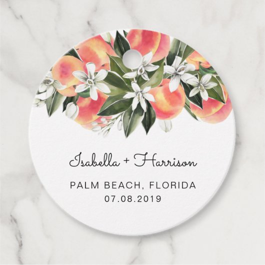 サバンナ - 水彩桃のギフトタグ フェイバータグ (正面)