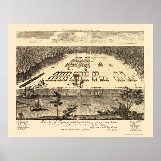 サバンナ, GAパノラママップ – 1734 ポスター (正面)