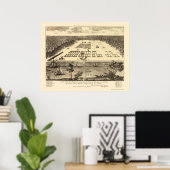 サバンナ, GAパノラママップ – 1734 ポスター (ホームオフィス)