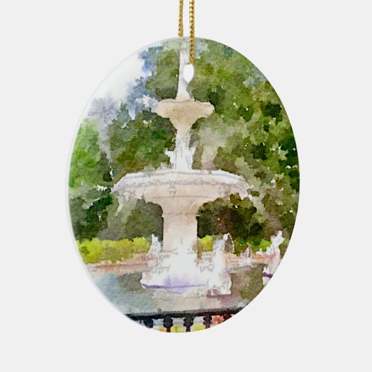 サバンナGAの水彩画のプリントのForsythの噴水 セラミックオーナメント (右)