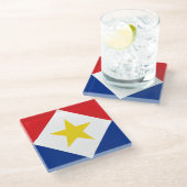 サバ国旗 ガラスコースター (アングル)