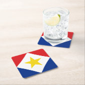 サバ国旗 スクエアペーパーコースター (インサイチュ)