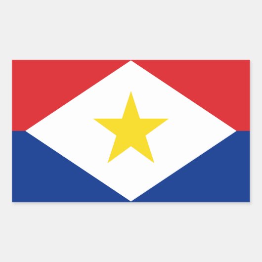 サバ島の旗 長方形シール (正面)