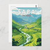 サパベトナムトラベルアートヴィンテージ ポストカード (正面/裏面)
