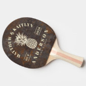 サビた金属板とトロピカルパイナップルのウェディングクレスト 卓球ラケット (横)