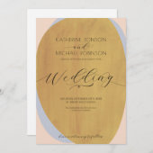 サビとピンクのエレガントなウェディング 招待状 (正面/裏面)