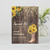サビサビひまわりブーツ キラキラ Sweet 16 誕生日 招待状 (スタンド正面)